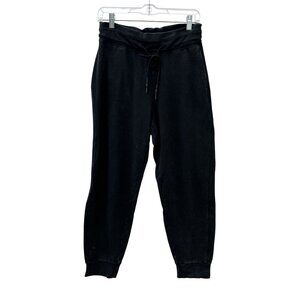 Relaxed Fit Black Ankle Jogger Pants Gym Workout Drawstring Waist Women 28